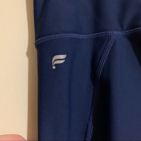 Fabletics  High Waisted Cold Weather Pocket Navy Leggings. - Picture 3 of 10